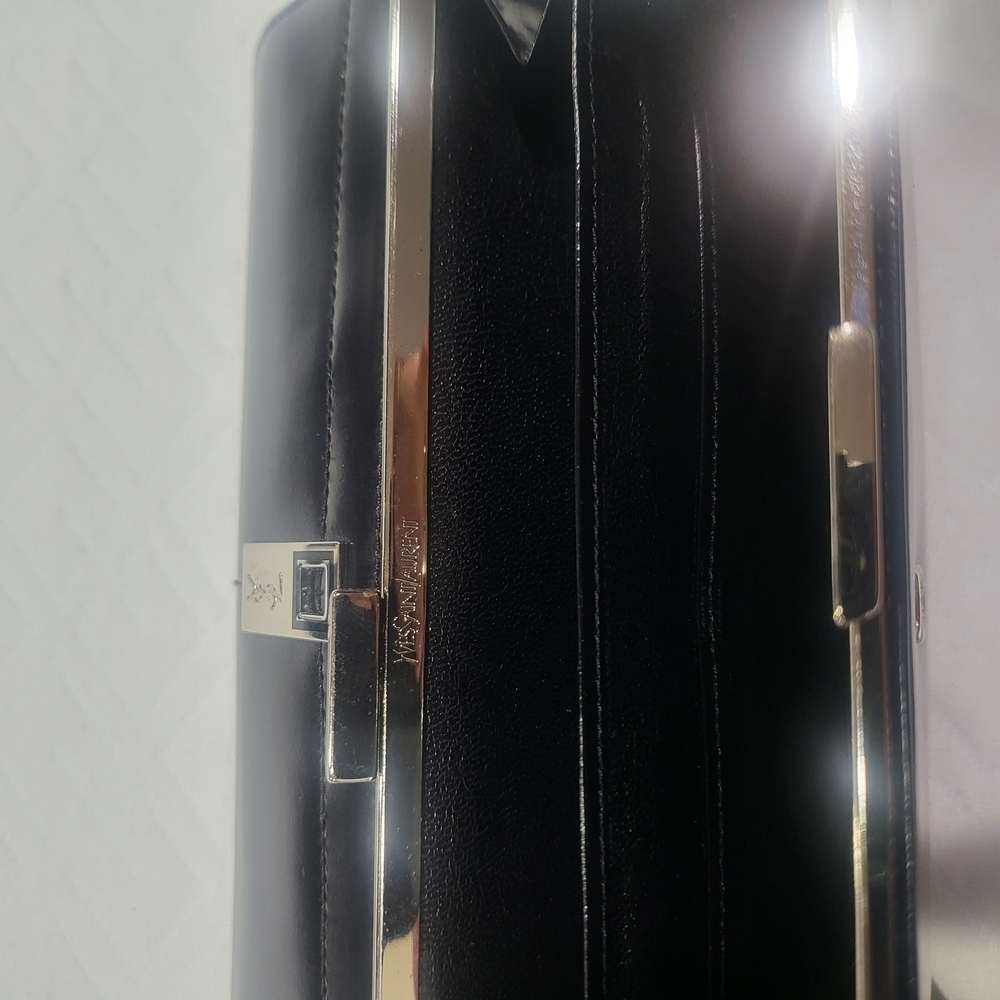 Yves Saint Laurent Black Smooth Leather Paris Long Wallet - Picture 5 of 11